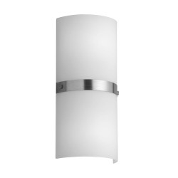 Dainolite 603W 2 Light Wall Sconce ,Satin Chrome Band, White Frosted Glass