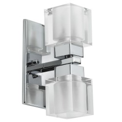 Dainolite 83889A 2 Light Wall Sconce, Polished Chrome, Frosted Crystal Cubes