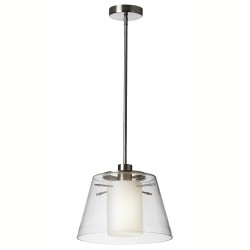 Dainolite 903 1 Light Pendant, Clear Glass & White Frosted Glass