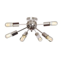 Dainolite BRI 6 Light Flush Mount Satellite Fixture, Polished Chrome Finish comes w/ 6, T14 Vintages Bulbs