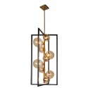 Dainolite GLA 9 Light Pendant, Matte Black / Vintage Bronze Finish, Champagne Glass