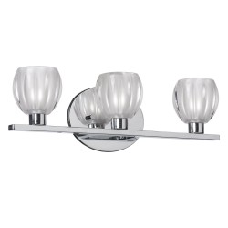 Dainolite V281 FlORal Vanity Fixture, Polished Chrome Finish, Clear Frosted FlORal Glass