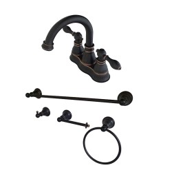 Kingston Brass FSK1616ACL Fauceture American Classic 4" Centerset Lavatory Faucet w/ Bathroom Accessory Package, Naples Bronze