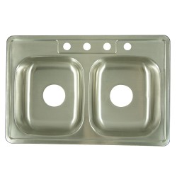 Kingston Brass K33226DBN Gourmetier Carefree Stainless Steel Double Bowl Self-rimming Kitchen Sink, Satin Nickel