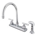 Kingston Brass KS8792CQLLS Claremont Double Handle 8" Kitchen Faucet
