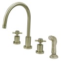 Kingston Brass KS8728 Concord Double Handle Widespread Kitchen Faucet w/ cross handles