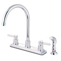 Kingston Brass KS879 Concord Two Handle Kitchen Faucet w/ Matching Finish Plastic Sprayer