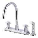 Kingston Brass KS8791DX Concord Two Handle Kitchen Faucet w/ Matching Finish Plastic Sprayer