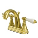 Kingston Brass KS7615PL English Vintage Two Handle 4" Centerset Lavatory Faucet w/ Brass Pop-up & PL lever handles