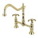Kingston Brass KS117 French Country Double Handle 8" Centerset Kitchen Faucet w/out Sprayer