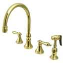 Kingston Brass KS279 Governor 8" Deck Mount Kitchen Faucet w/ matching Brass Sprayer