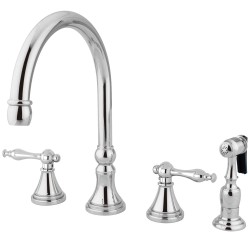 Kingston Brass KS279 Governor 8" Deck Mount Kitchen Faucet w/ NLBS lever handles