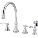 Kingston Brass KS279 Governor 8" Deck Mount Kitchen Faucet w/ NLBS lever handles