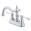 Kingston Brass KB1602BL Heritage Two Handle 4" Centerset Lavatory Faucet w/ Retail Pop-up & BL handle levers