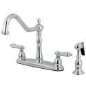 Kingston Brass KB175 Heritage 8" Center Kitchen Faucet w/ Brass Sprayer & ALBS lever handles