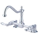 Kingston Brass KS114 Heritage Double Handle 8" Bridge Deck Mount Kitchen Faucet w/ lever handles