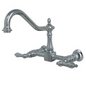 Kingston Brass KS124 Heritage 8" Center Wall Mount Kitchen Faucet w/ AL lever handles