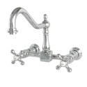 Kingston Brass KS124 Heritage 8" Center Wall Mount Kitchen Faucet w/ cross handles