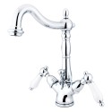 Kingston Brass KS143 Heritage Two Handle Mono Deck Lavatory Faucet w/ Brass Pop-up & PL lever handles