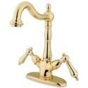Kingston Brass KS149 Heritage Two Handle Vessel Sink Faucet w/ Optional Cover Plate & AL lever handles
