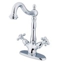 Kingston Brass KS149 Heritage Two Handle Vessel Sink Faucet w/ Optional Cover Plate & cross handles