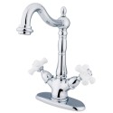 Kingston Brass KS149 Heritage Two Handle Vessel Sink Faucet w/ Optional Cover Plate & porcelain cross handles