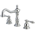 Kingston Brass KS1972FL Heritage Two Handle 8" to 14" Widespread Lavatory Faucet w/ Brass Pop-up