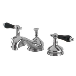Kingston Brass Heritage KS116 Onyx Widespread Lavatory Faucet w/ Black Porcelain Lever Handle