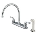 Kingston Brass GKB796LS Water Saving Magellan Centerset Kitchen Faucet w/ White Sprayer