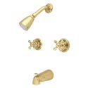 Kingston Brass KB24 Magellan Two Handle Tub & Shower Faucet w/ AX cross handles