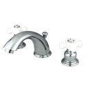 Kingston Brass KB96 Magellan Two Handle 4" to 8" Mini Widespread Lavatory Faucet w/ Retail Pop-up & porcelain cross handles