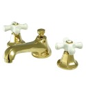 Kingston Brass KS446 Metropolitan Two Handle 8" to 16" Widespread Lavatory Faucet w/ Brass Pop-up & PX cross handles