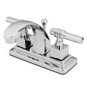 Kingston Brass KS464 Milano Two Handle 3-Hole Deck Mount 4" Centerset Bathroom Faucet with Brass Pop-Up