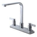 Kingston Brass KB8791NDLLS NuvoFusion Double Handle High Rise Spout Kitchen Faucet