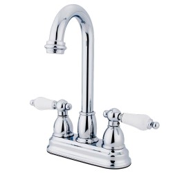 Kingston Brass KB349 Restoration Two Handle 4" Centerset Bar Faucet w/ PL porcelain lever handles