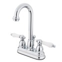 Kingston Brass KB3612PL Restoration Two Handle 4" Centerset Lavatory Faucet w/ Retail Pop-up w/ PL porcelain lever handles