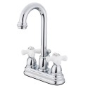 Kingston Brass KB3618PX Restoration Two Handle 4" Centerset Lavatory Faucet w/ Retail Pop-up w/ PX porcelain cross handles