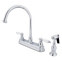 Kingston Brass KB375 Restoration Two Handle 8" Kitchen Faucet w/ Brass Sprayer & PLBS lever handles