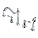 Kingston Brass KS179 Tudor Widespread Kitchen Faucet w/ Brass Sprayer