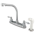 Kingston Brass KB71 Victorian High Arch Kitchen Faucet w/ Non-Metallic Sprayer & AL lever handles
