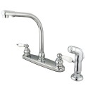 Kingston Brass KB71 Victorian High Arch Kitchen Faucet w/ Non-Metallic Sprayer w/ SP lever handles