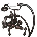 Kingston Brass CC1007 Vintage 3-3/8" Wall Mount Clawfoot Tub Filler w/ Hand & Shower w/ metal levers