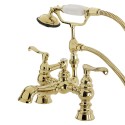 Kingston Brass CC1152T Vintage 7" Deck Mount Clawfoot Tub Filler w/ Hand & Shower w/ versailles lever