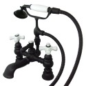 Kingston Brass CC1160T Vintage 7" Deck Mount Clawfoot Tub Filler w/ Hand & Shower w/ Porcelain cross