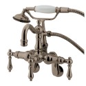 Kingston Brass CC130 Vintage 3-3/8" - 9" Adjustable Center Wall Mount Clawfoot Tub Filler w/ metal levers