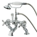 Kingston Brass CC41 Vintage Adjustable 3-3/8" - 10" Center Deck Mount Clawfoot Tub Filler w/ metal cross