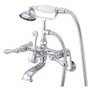 Kingston Brass CC5 Vintage Adjustable 3-3/8" - 10" Centers Wall Mount Clawfoot Tub Filler w/ metal lever