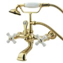 Kingston Brass CC5 Vintage Wall Mount Clawfoot Tub Filler w/ porcelain cross