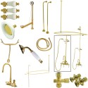 Kingston Brass CCK214 Vintage High Rise Gooseneck Clawfoot Tub & Shower Package w/ Porcelain Lever Handles