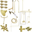 Kingston Brass CCK318 Vintage Wall Mount Down Spout Clawfoot Tub & Shower Package w/ Metal Lever Handles
